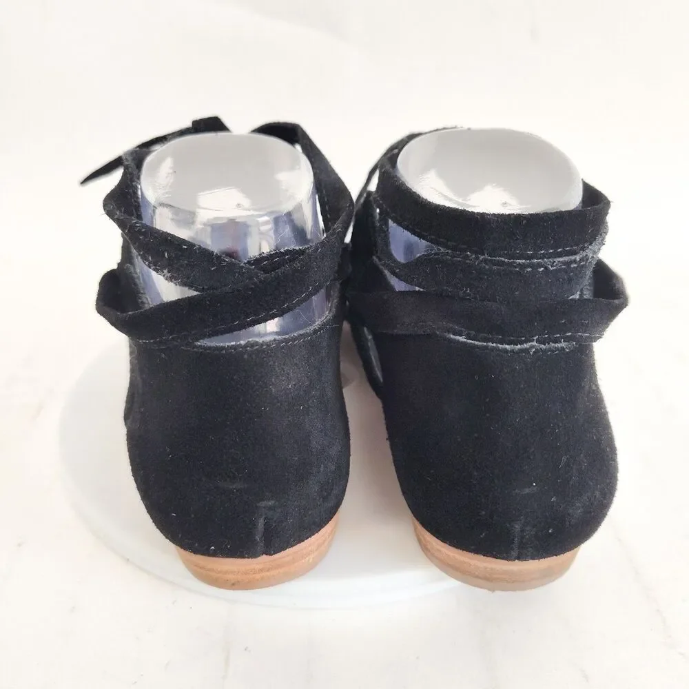 Gianni‎ Bini Ballet Flats 7.5 Pointy Toe Tie Up Ankle Wrap Flats Black Suede